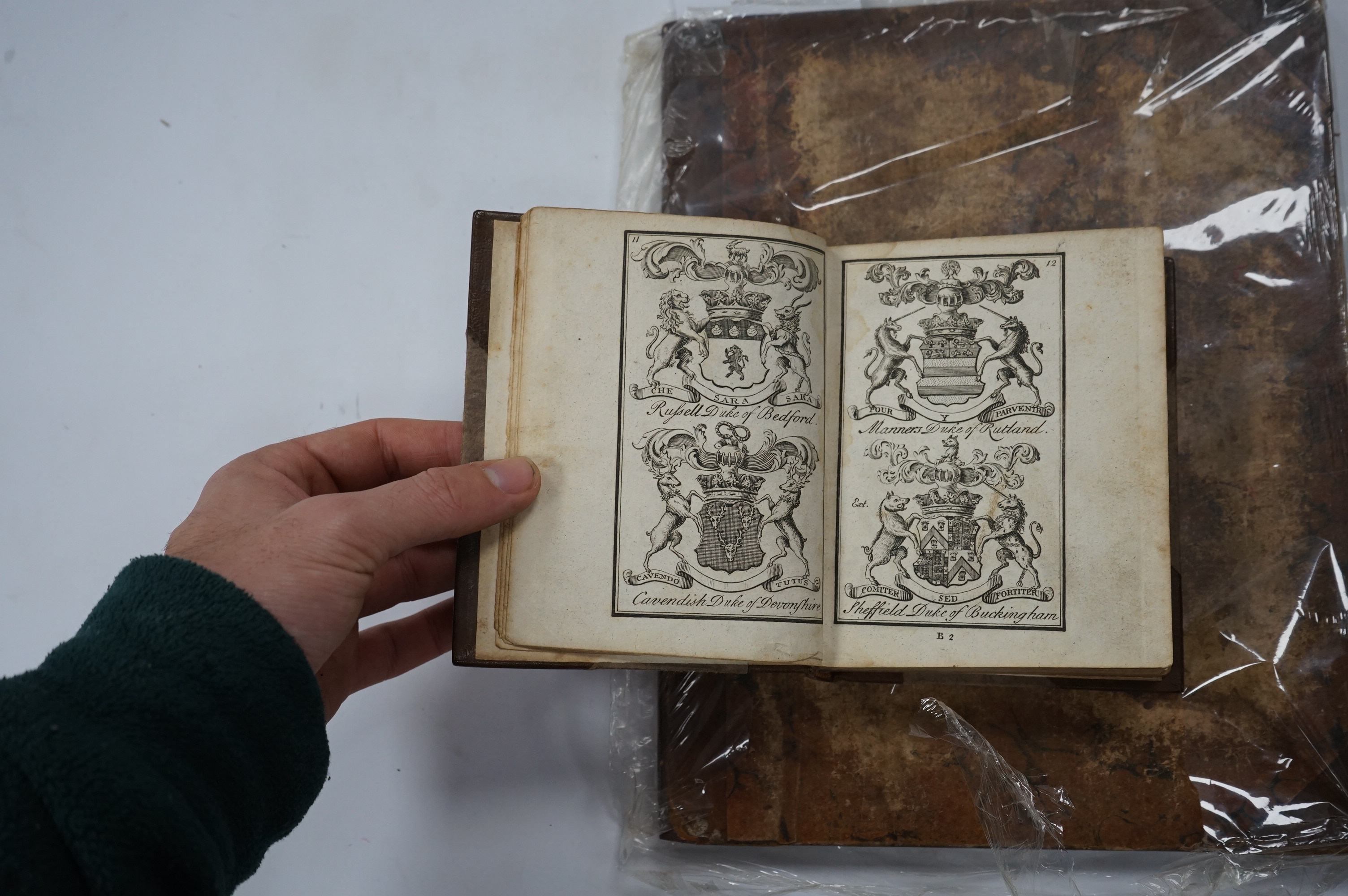 The British Compendium: or, Rudiments of Honour, lacks title and up to page 4, 142pp. full page text illustrations, [two part first volume of Francis Nichols's genealogical guide to the nobility of England] bound with a